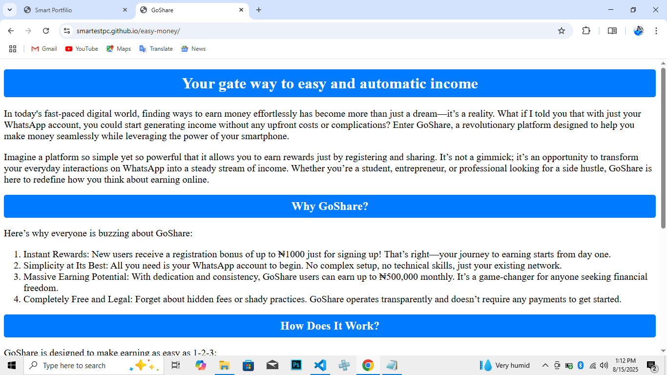 Go Share ride sharing platform website preview